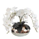 Ver imagem 1 de Arranjo Mesa da Sala com 4 Orquídeas Brancas Vaso Prata