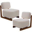 Ver imagem 1 de Kit 02 Poltronas Decorativas Orgânica Sala Living Pés Madeira Luiza L02 Bouclê Creme - Lyam Decor