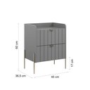 Ver imagem 7 de Mesa de Cabeceira Industrial Cinza Moriah 45cm Puxadores Slim e Pes de Ferro Champagne