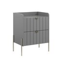 Ver imagem 5 de Mesa de Cabeceira Industrial Cinza Moriah 45cm Puxadores Slim e Pes de Ferro Champagne