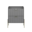 Ver imagem 4 de Mesa de Cabeceira Industrial Cinza Moriah 45cm Puxadores Slim e Pes de Ferro Champagne