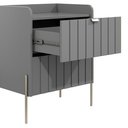 Ver imagem 6 de Mesa de Cabeceira Industrial Cinza Moriah 45cm Puxadores Slim e Pes de Ferro Champagne