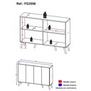 Ver imagem 5 de Aparador Buffet Retrô Multimóveis Veneza 4 Portas FG3556 Rustic/Preto