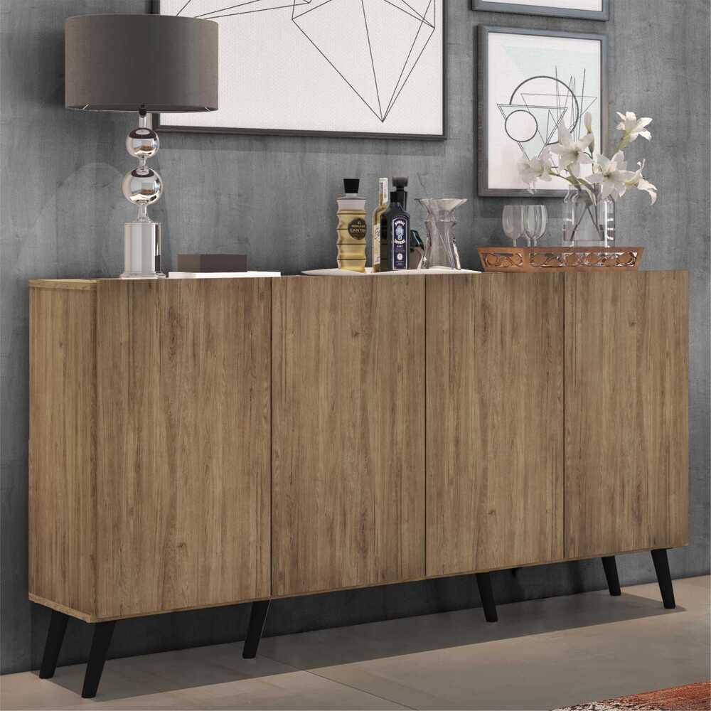 Aparador Buffet Retrô Multimóveis Veneza 4 Portas FG3556 Rustic/Preto - 3