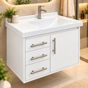 Ver imagem 1 de Gabinete p/ Banheiro Londres 66cm c/ Gavetas e Porta Armário Branco