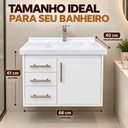 Ver imagem 2 de Gabinete p/ Banheiro Londres 66cm c/ Gavetas e Porta Armário Branco