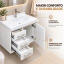 Ver imagem 4 de Gabinete p/ Banheiro Londres 66cm c/ Gavetas e Porta Armário Branco