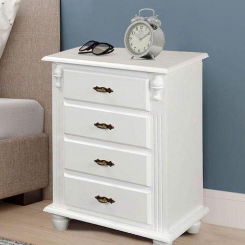 Mesa de Cabeceira 4 Gavetas 404 Laca Branca