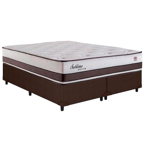 Cama Box Queen: Colchão Molas Herval Maxspring Sublime + Base Crc Courano Brown(158x198)