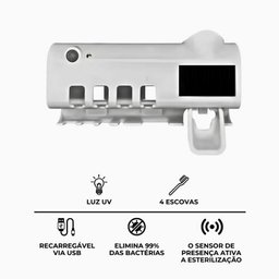 Suporte Dipenser C/esterilizador Uv Porta Escova/pasta Dente - 9