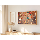 Ver imagem 1 de Quadro Decorativo N°129 105x60cm - Panorâmico Natal Bolas de Natal Luzes - Madeira Clara - Rollflex