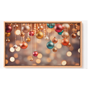 Ver imagem 2 de Quadro Decorativo N°129 105x60cm - Panorâmico Natal Bolas de Natal Luzes - Madeira Clara - Rollflex