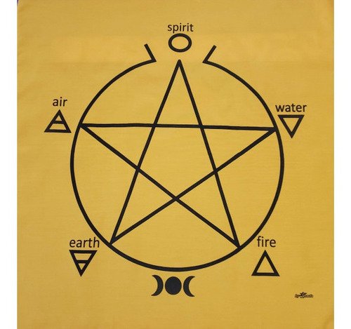 Toalha Pentagrama Para Altar, Taro E Jogos 70x70 Cm Amarela - 1