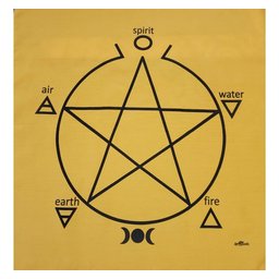Toalha Pentagrama Para Altar, Taro E Jogos 70x70 Cm Amarela - 1