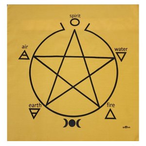Toalha Pentagrama Para Altar, Taro E Jogos 70x70 Cm Amarela