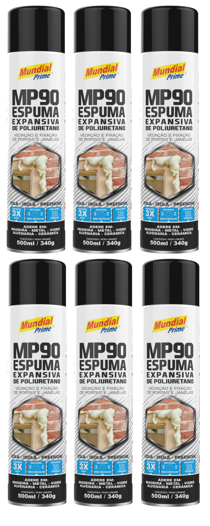 Kit 6 Espuma Expansiva de Poliuretano 500ml - Mundial Prime - 1