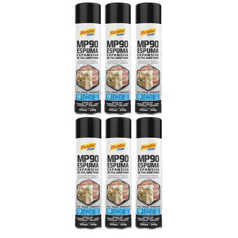 Kit 6 Espuma Expansiva de Poliuretano 500ml - Mundial Prime