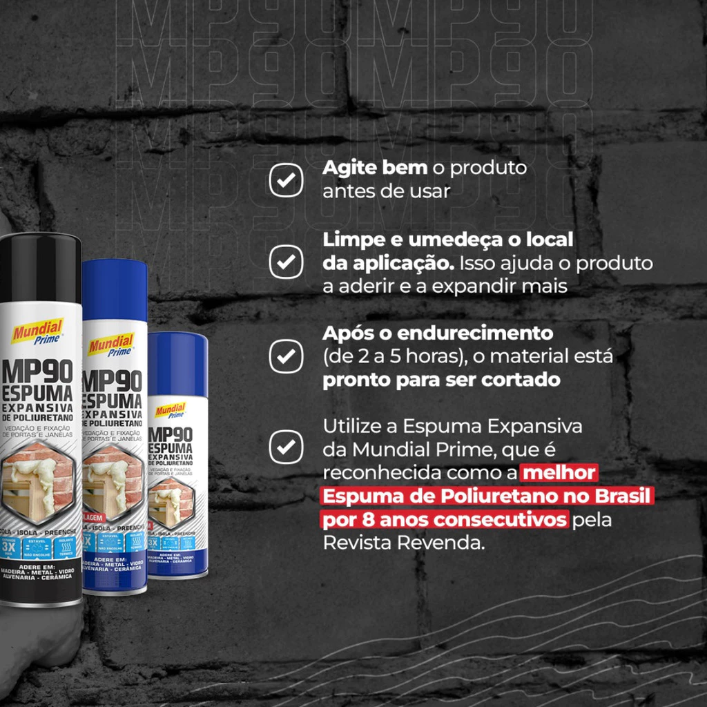 Kit 6 Espuma Expansiva de Poliuretano 500ml - Mundial Prime - 4