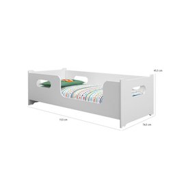 Cama Infantil Solteiro Montessoriana Infantil Com Proteção Lateral MDF Quarto Multiuso Branco - 3