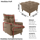 Ver imagem 4 de Poltrona de Amamentaçao e Puff Montreal Boucle F498 Marrom Milani Store