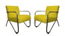 Ver imagem 1 de Kit 2 Poltronas Decorativa Bela Couro Amarelo Braço Cromado Mz Decor