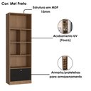 Ver imagem 6 de Mesa Escrivaninha com Gaveteiro e Estante para Escritorio B31 Mel Preto Novam