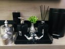Ver imagem 1 de Kit Lavabo Preto Prata Lixeira Porta Escovas Potes Aroma Sabonete