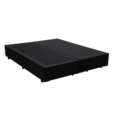 Base Box Blindado Queen Bipartido Homequeen Corino Preto 40x158x198