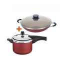 Ver imagem 2 de KIT - Panela de Pressão 4,5L Vancouver Vermelha + 1 Panela WOK 36cm - Tramontina