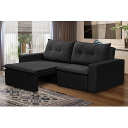 Sofá Retrátil 2 lugares 1,80m Luana Suede Preto Madelina Decor - 1