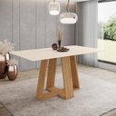 Ver mais imagens de Conjunto Sala de Jantar com 6 Cadeiras Lins Marrom/Nature/Off White/Amêndoa