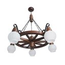 Ver imagem 1 de Lustre Roda de Carroça Envelhecido 5 Lâmpadas 605e