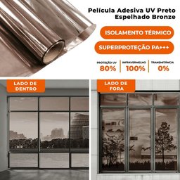 Película Adesiva Uv Profissional Refletiva Preto e Bronze Espelhado 50x500cm - 2