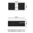 Ver imagem 4 de Armário de Cozinha Compacta 150cm Branco/Preto Glamy Madesa 02
