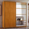 Guarda Roupa Casal Monet Ripado 2 Portas Deslizantes Cinamomo com Espelho - Madetec - 2