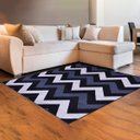 Ver imagem 1 de Tapete Retangular para Quarto Geométrico Zig Zag 250 X 200 Cm Reinassance Veludo Preto - Clicklar