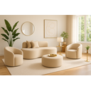 Ver imagem 3 de Conjunto 02 Poltronas + Sofá e Puff Curvo Orgânico Nature Gaia Boucle Bege - Montanaris Decor