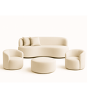 Ver imagem 1 de Conjunto 02 Poltronas + Sofá e Puff Curvo Orgânico Nature Gaia Boucle Bege - Montanaris Decor