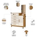 Ver imagem 3 de Cômoda para Quarto 104cm com Espelho Kyra Freijó/off Z17 - Mpozenato