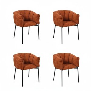 Kit 4 Cadeiras para Sala de Jantar Estofadas com Base de Aço Joy