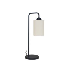 Abajur Luminária Mesa Retro Preto com Cúpula Tecido Cru.:preto - 2