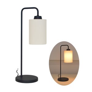 Abajur Luminária Mesa Retro Preto com Cúpula Tecido Cru.:preto