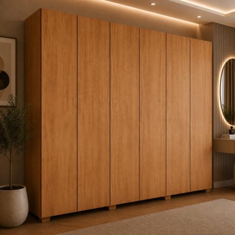 Guarda-Roupa Casal 100% MDF 6 Portas e 6 Gavetas com Pés 273cm Multimóveis CR35533 Madeirado
