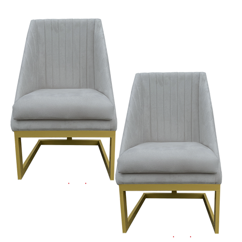 Kit 02 Cadeiras para Sala de Jantar Ana Base de Ferro Suede Bege - D'classe Decor