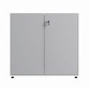 Ver imagem 7 de Armário Baixo 80cm com 2 Portas e Tampo Embutido para Escritório Corporate Cinza/Sagrado/Branco