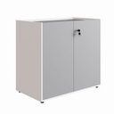 Ver imagem 2 de Armário Baixo 80cm com 2 Portas e Tampo Embutido para Escritório Corporate Cinza/Sagrado/Branco