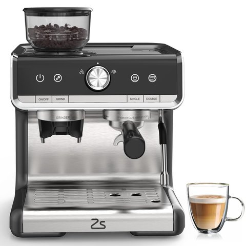 Takywep Máquina de Espresso 20 Bar com Moedor e Vaporizador 2,8l Prata
