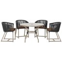 Ver imagem 1 de Mesa com 4 Cadeiras de Jantar Roma 100cm e Noronha em Aluminío Fendi Corda Nautica Estofado 9 Trama