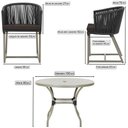 Ver imagem 2 de Mesa com 4 Cadeiras de Jantar Roma 100cm e Noronha em Aluminío Fendi Corda Nautica Estofado 9 Trama