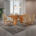 Ver imagem 7 de Mesa de Jantar Carolina 180cm Tampo MDF Canto Copo Laminado com 6 Cadeiras Lira